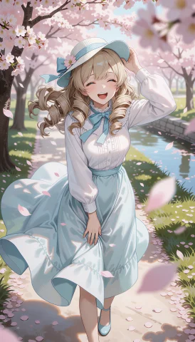 A Woman With Blonde Drill-curled Ringlets And Pale Blue Eyes... — Stable Diffusion AI Prompt: a woman with blonde drill-curled ringlets and pale blue eyes, looking at the roo...
