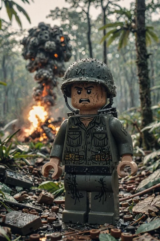 American Soldier, Jungle, Vietnam, Explosion In The Backgrou...