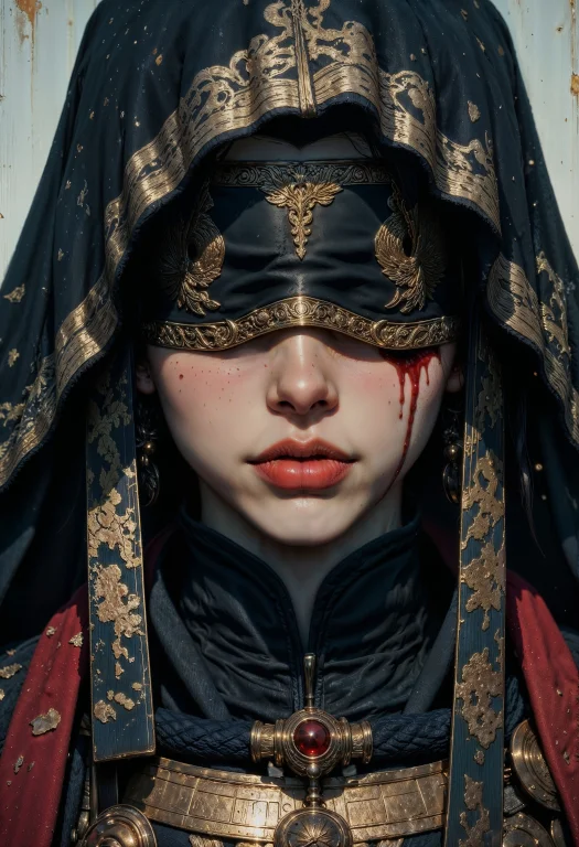 A Close-up Portrait Of A Woman With A Stylized, Ornate Appea...