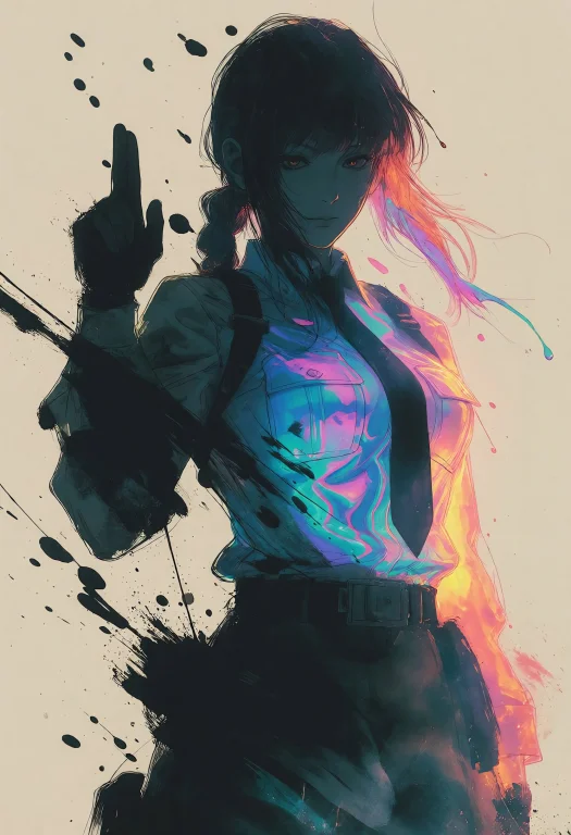 Makima Vhs Glitch Artstyle, Signal Interference, Concept Art...