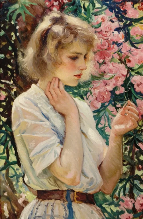 Krea2oil, Oil Painting, 1girl, Solo, Short Hair, Traditional...