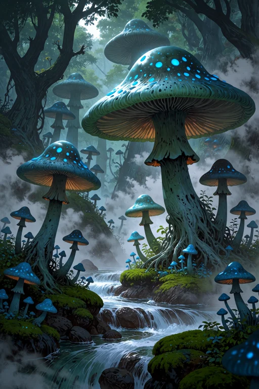 , Boneswm, A Mushroom Forest Where Giant Mushrooms Have Caps...