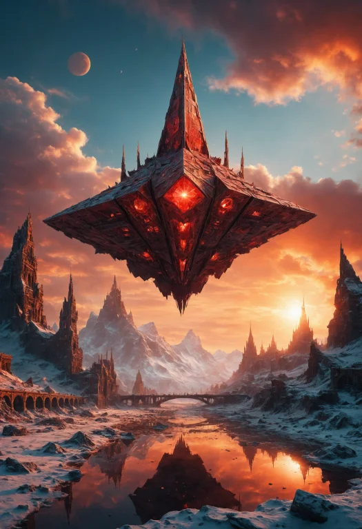Large Landscape Photography, A Large Origami Spaceship Saili...