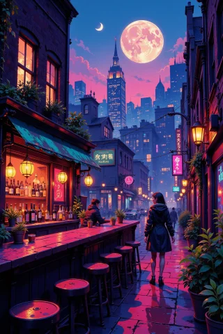 A Cyberpunk Pub Beautiful Landscape, Evening, Woman, Very In... — Stable Diffusion AI Prompt: a cyberpunk pub beautiful landscape, evening, woman, very intricate, very detail...