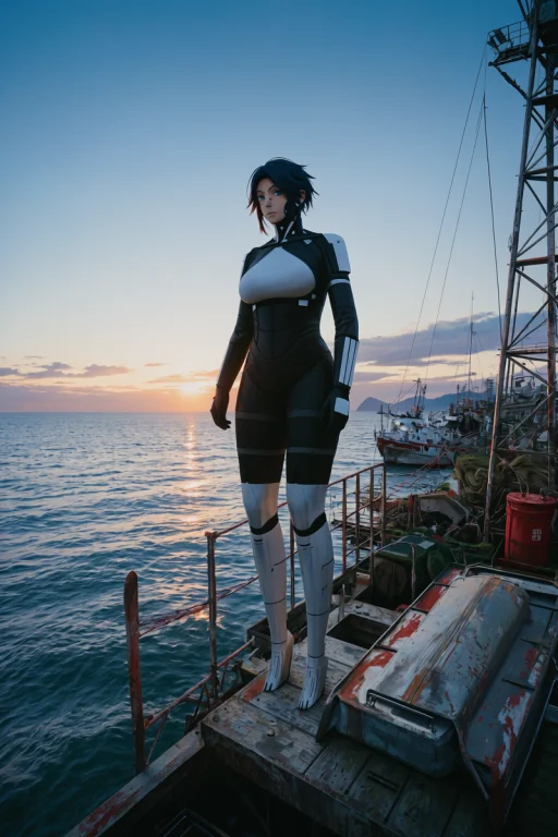 Signalisarar Replika 1girl Solo Scrapyard Stacked Hulls Dusk...