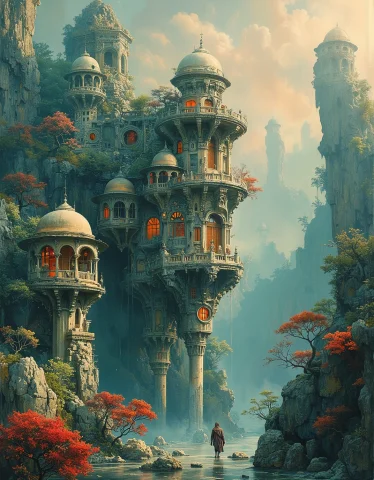 East Asian Architecture, Masterpiece, Best Quality, Highres1... — FLUX AI Prompt: east asian architecture, (masterpiece, best quality, highres:1.2), (vibrant rich...