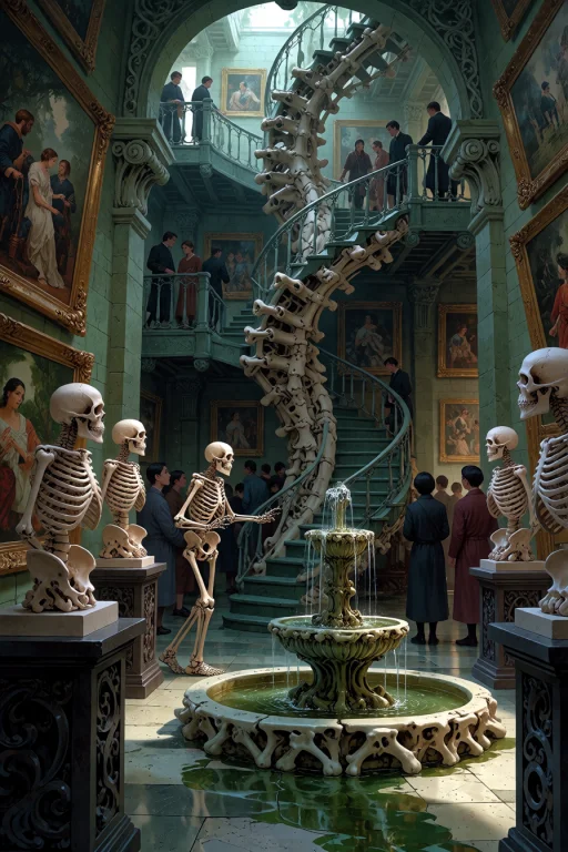 , Boneswm, A Grand Art Museum With Galleries Of Bone-paneled...