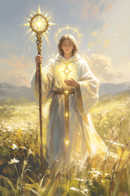 Darkgrimoil Style, Digital Painting, A Radiant Sunlit Cleric...