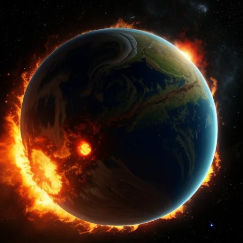 Breathtaking, Hdr, Photo Of An Anthropomorphic Planet With F... — Stable Diffusion AI Prompt: breathtaking, hdr, photo of an anthropomorphic planet with fiery eyes and gaping...