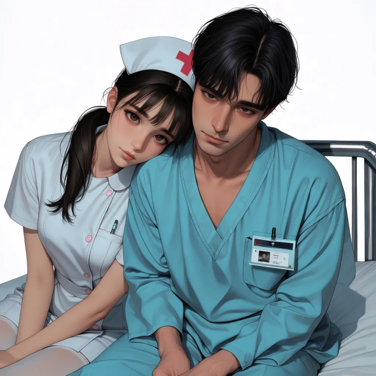 White Background,leaning On Person, Head On Anothers Shoulde...