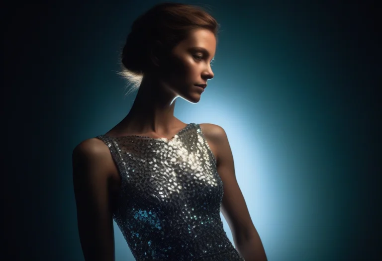 A Sequined Dress Under A Single Hard Spotlight, Portrait Pho...