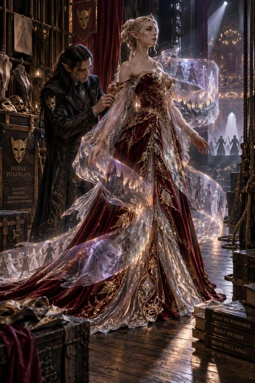 Cinematic, Hyper-detailed Fantasy Masterwork. Backstage At A...