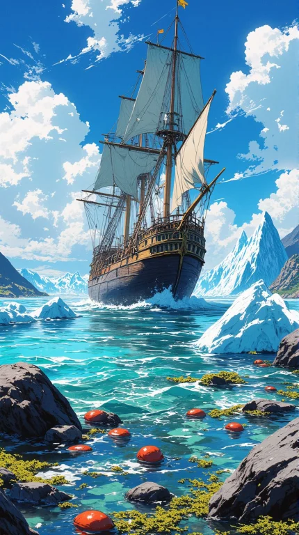 Anime Artwork Montague Dawson Tall Ships, Glacial Moraine Be...