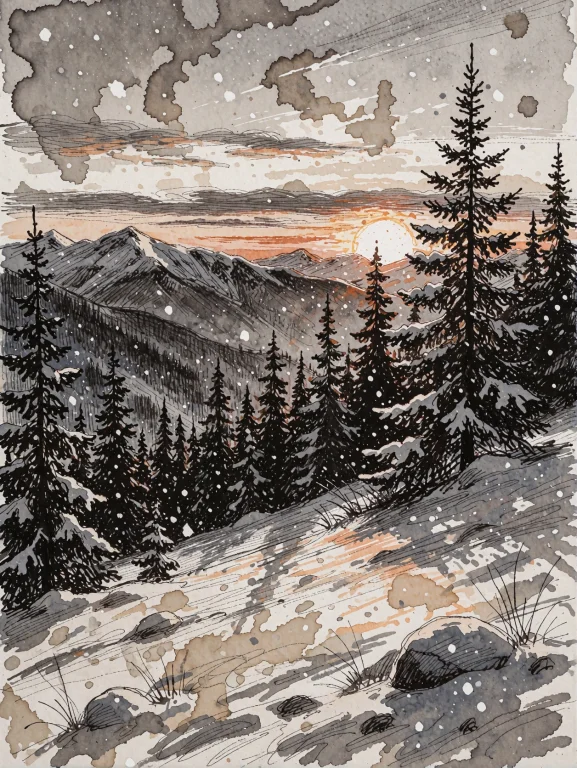 A Detailed Pen Drawing In Monochrome Hues, Rendered With Str...