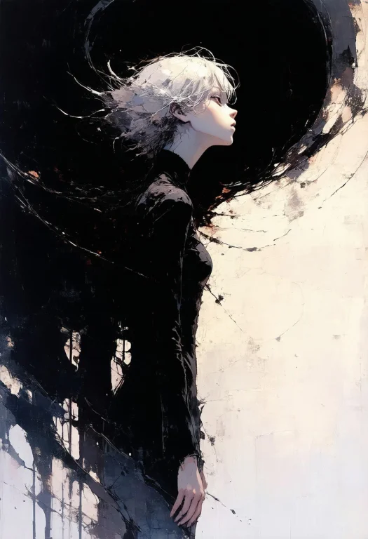 ,anime Art , By Ashley Wood, Young Woman,, An Abstract, Drea...