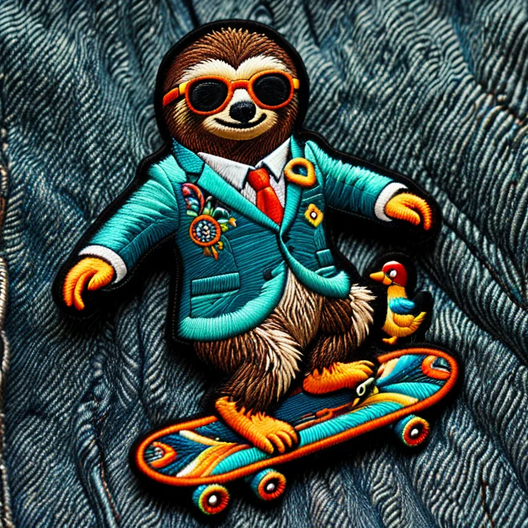Ral-embroideredpatch, A Sloth In A Suit And Sunglasses Ridin...