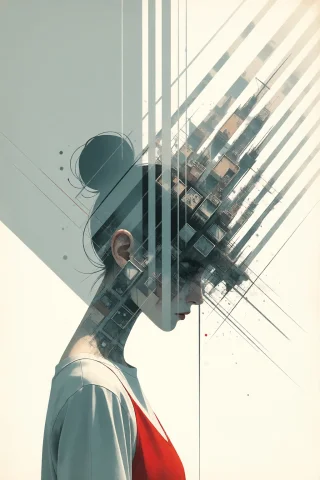 Strangedaal. A Contemporary Artistic Double Exposure Featuri... — Stable Diffusion AI Prompt: StrangeDaal. A contemporary artistic double exposure featuring a minimalist port...