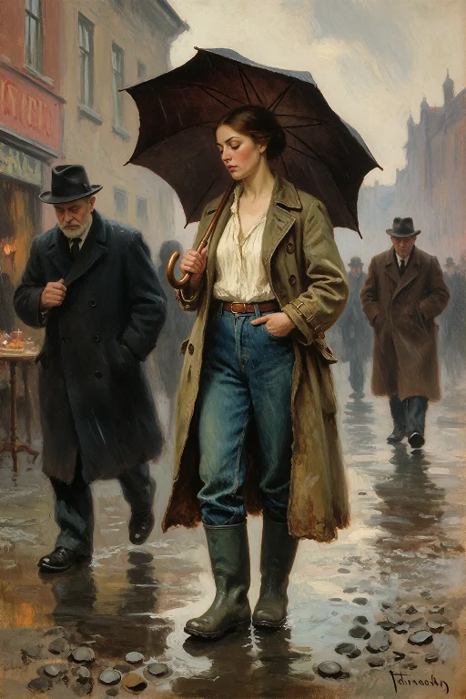 Magical Realism Photography, Full-body Street Portrait Of A...