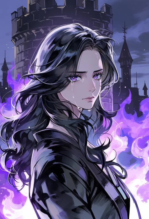 Yennefer Of Vengerberg, 1girl, Black Hair, From Side, Long H...