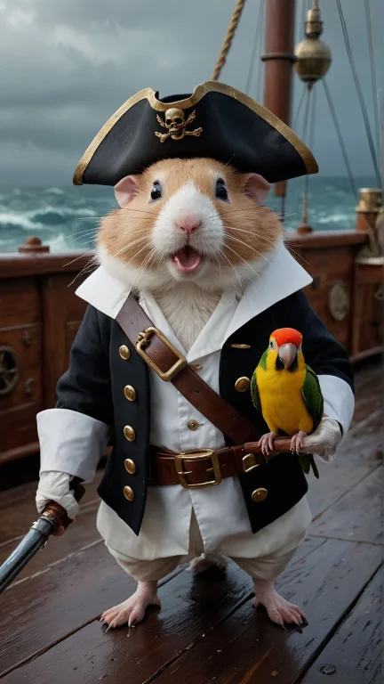 A Fierce Pirate Captain With A Tricorne Hat And An Eyepatch,...