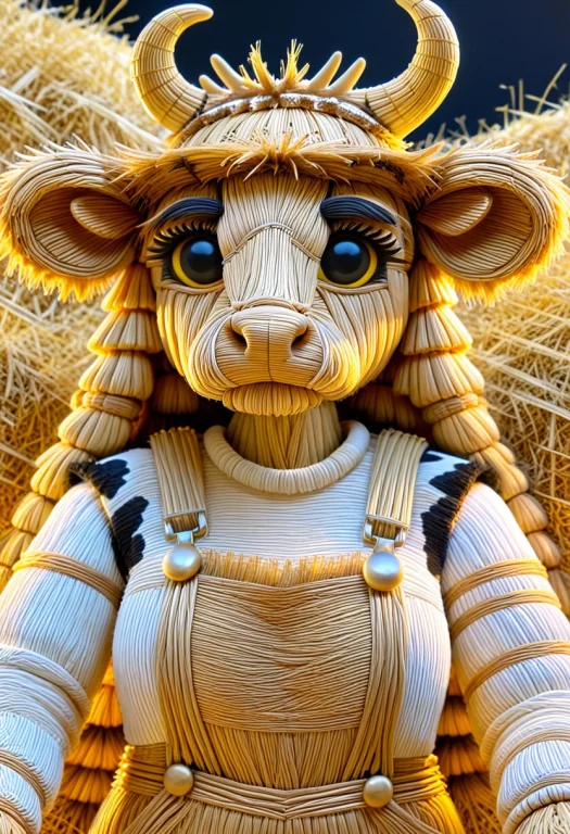 Cow-girl, Hay Cow-girl, Cow-girl Made Of Straw And Hay, Colo...