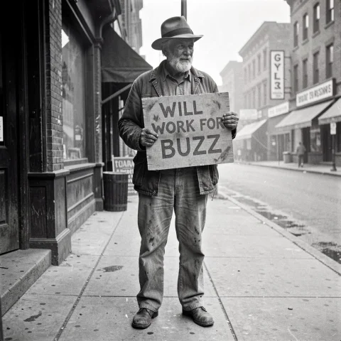 Black-and-white Film Still, 1933, Great Depression, Silent M... — FLUX AI Prompt: Black-and-white film still, 1933, Great Depression, silent movie: a dirty hobo s...