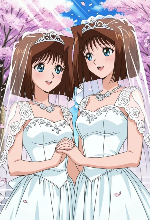 Close-up, Anime Screencap, 2girls, Lookalike, Clone. Two Ide...