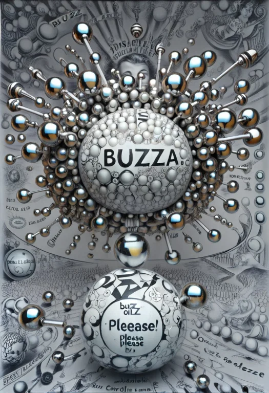 Advertisement For Buzz Chrome Balls With The Words Buzz Plea...