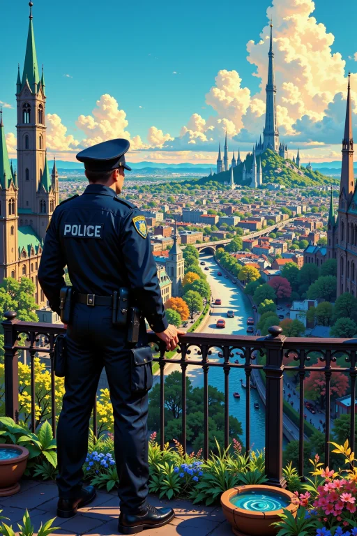 A Police Force Watching Over The City Beautiful Landscape, D...