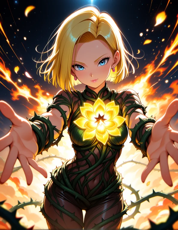 Android 18 Dragon Ball, Cowboy-shot, Wearing Thorny Vine Clo...