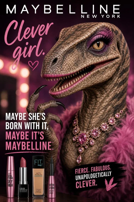 A Humorous Marketing Image For Covergirl Featuring A Velocir...