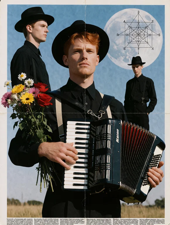 H3reticpress, Handsome Redheaded Man, Black Vest, Suspenders...