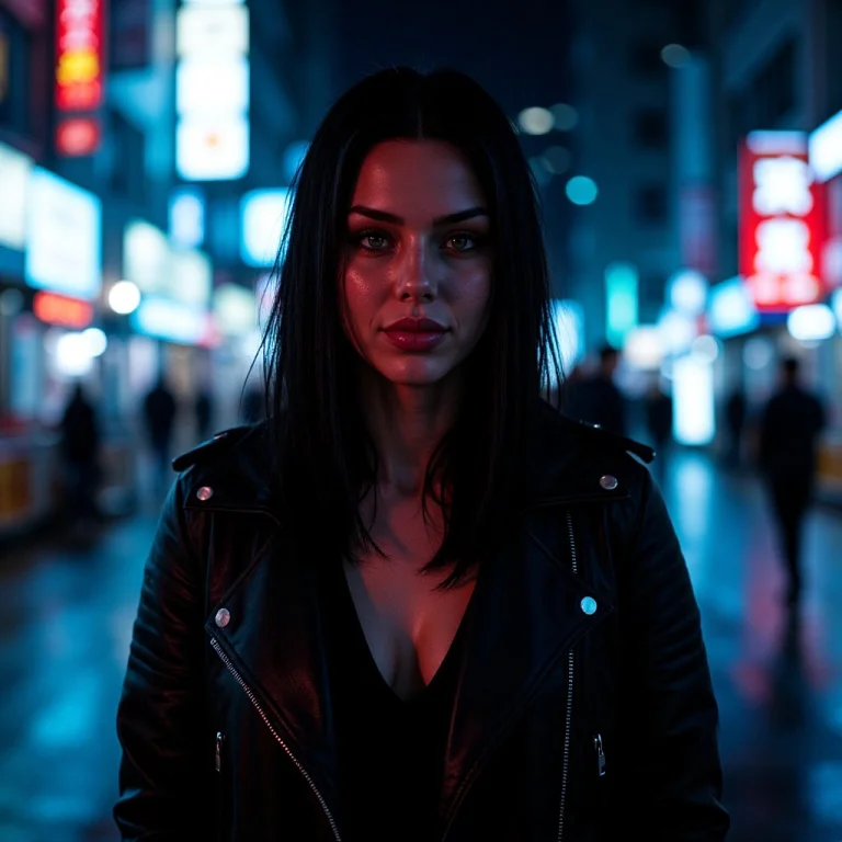 A Cinematic Night Portrait Of Ver1jessax Outdoors In A Rain-...
