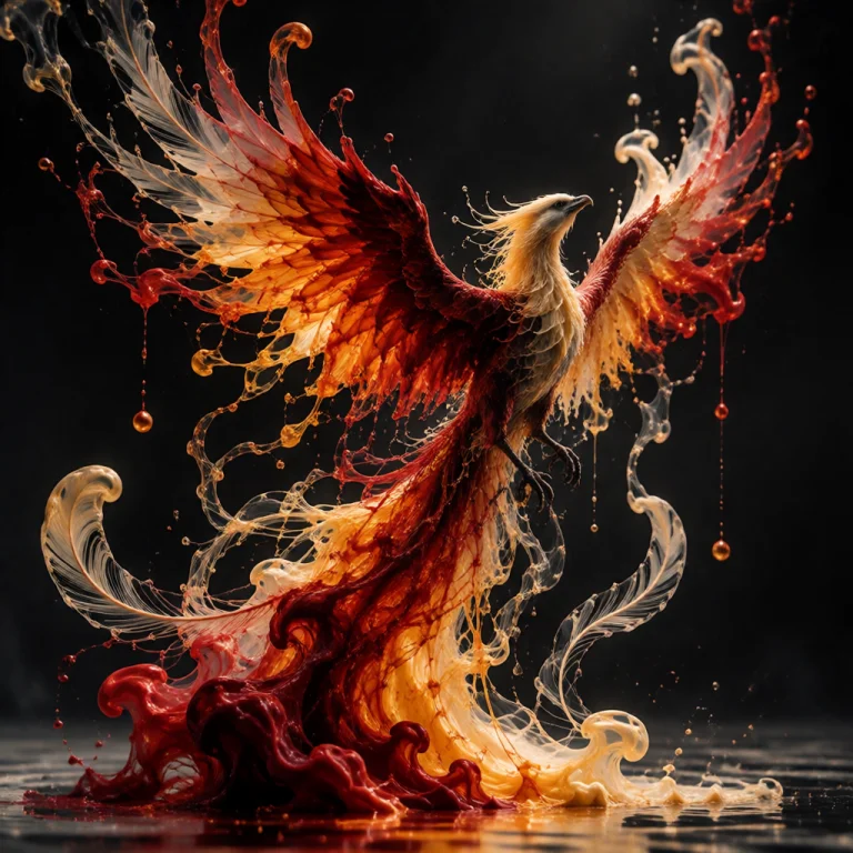 A Phoenix Soaring Upward With Wings Fully Unfurled, Emerging...