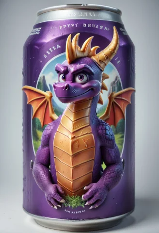 Beerlabel, Purple Beer Can, Spyro, Dragon, Solo1.5 — Stable Diffusion AI Prompt: beerlabel, purple beer can, (spyro, dragon, solo:1.5)
