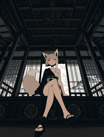 1girl, Solo1.2, Beige Hair, Sitting, From Below, Crossed Leg... — Stable Diffusion AI Prompt: 1girl, (solo:1.2), Beige hair, sitting, from below, crossed legs, warped perspec...