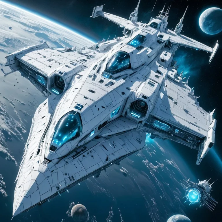 Highly Detailed Digital Artwork Of A Massive, Futuristic Whi...