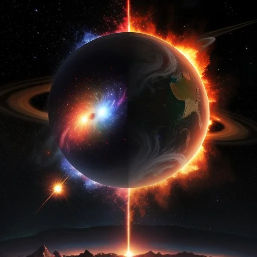 Breathtaking, Hdr, Photo Of 2 Rainbow-colored Universe Explo...