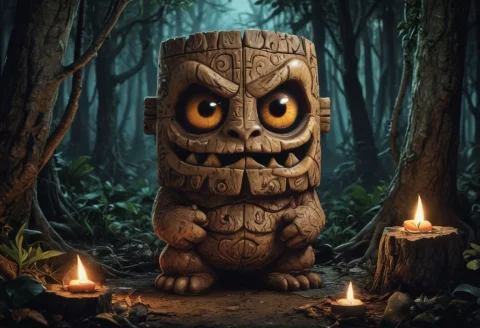 Channel42 Snoo .42 Tiki Spooky Cracked Woods Night Spirits — SDXL AI Prompt: *Channel_42* *snoo* *.42π* *中* *Tiki* *Spooky* *Cracked* *Woods* *Night* *Spiri...