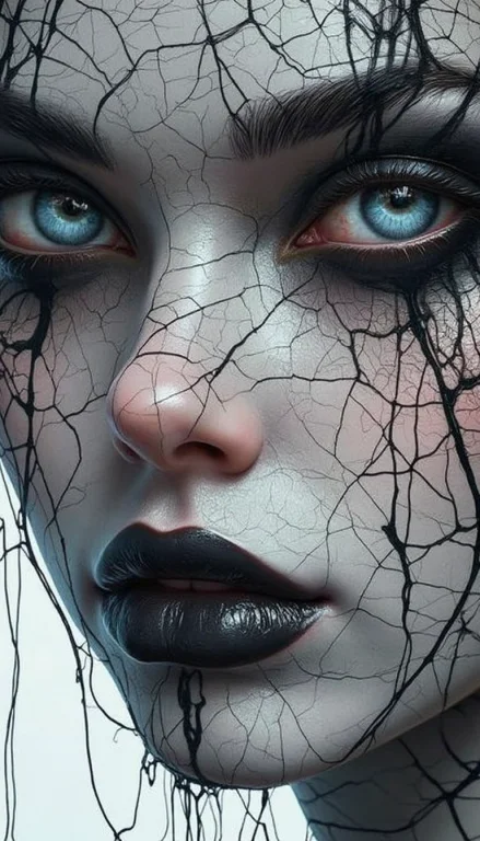 A Close-up Portrait Of A Womans Face, Hyperrealistic In Styl...