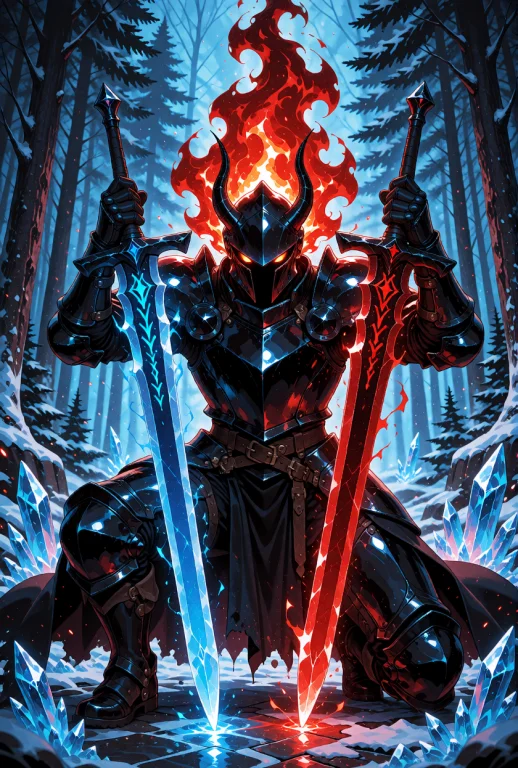 A Dark Fantasy Knight, Demon Race, Wearing A Full Set Of Pol...