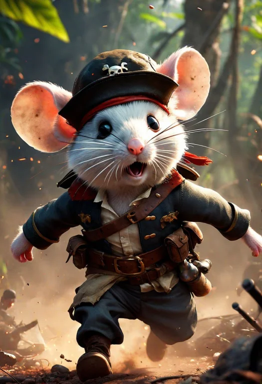 Adorable Fluffy Mouse Pirate Eyepatch, Scene From Rambo Movi...