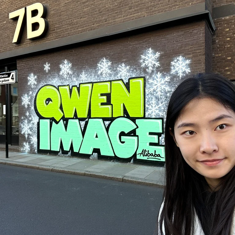 Bright Graffiti Reads Qwen Image On A Brick Wall With A Stre...