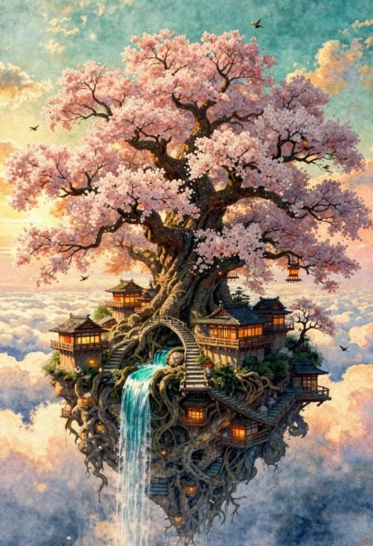 A Colossal Ancient Tree Rises From A Tiny Floating Island Hi...