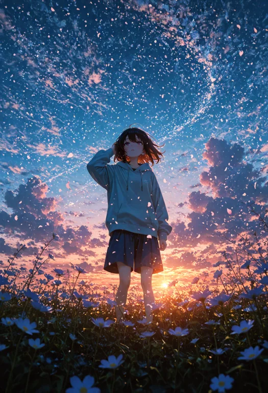 Scenery, Wide Shot, Threequarterview, 1girl, Hand In Own Hai...