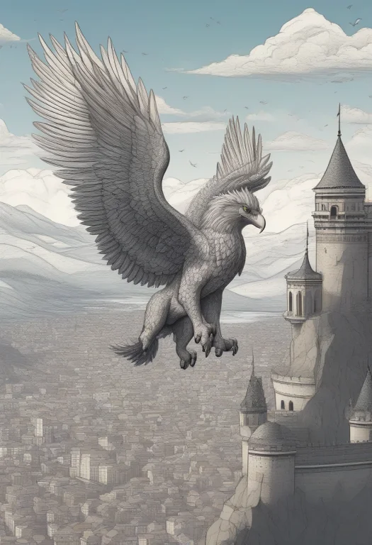 Best Quality, Highly Detailed, A Griffin Circling Above A Wa...