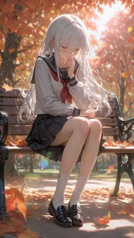 1 Girl, Solo, Long Hair, Shirt, Skirt, Long Sleeves, Sitting...