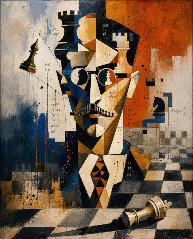 Kandinsky-inspired Abstract Portrait, Fragmented Cubist Deco...