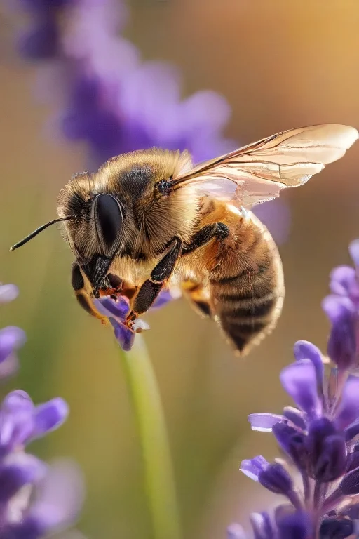 Ultra-detailed Macro Photograph Of A European Honeybee Hover...