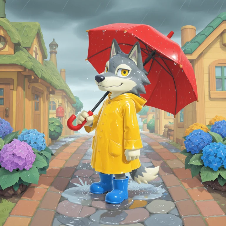 Acnhstyle, Male, Solo, Anthro, Gray Wolf, White Muzzle, Yell...